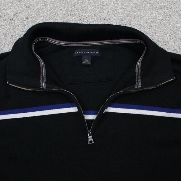 Banana Republic Sweatshirt Adult XL Black 1/4 Zip Mock Neck L/S Stretch Sweater - Picture 6 of 13
